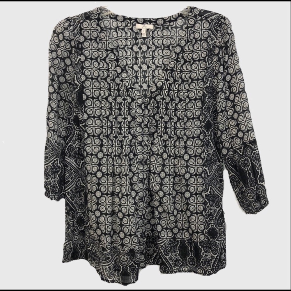 Joie Cotton Blouse Black/White Small